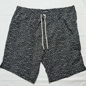 NO RETREAT Mens Black Palms Print Mesh Lined SWIM TRUNKS Shorts Sz Large